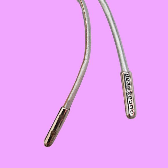 Y2K 2000s Rocawear Silver Rhinestone Sandals Flat Thong With Ties Womens US 9 - Picture 5 of 9